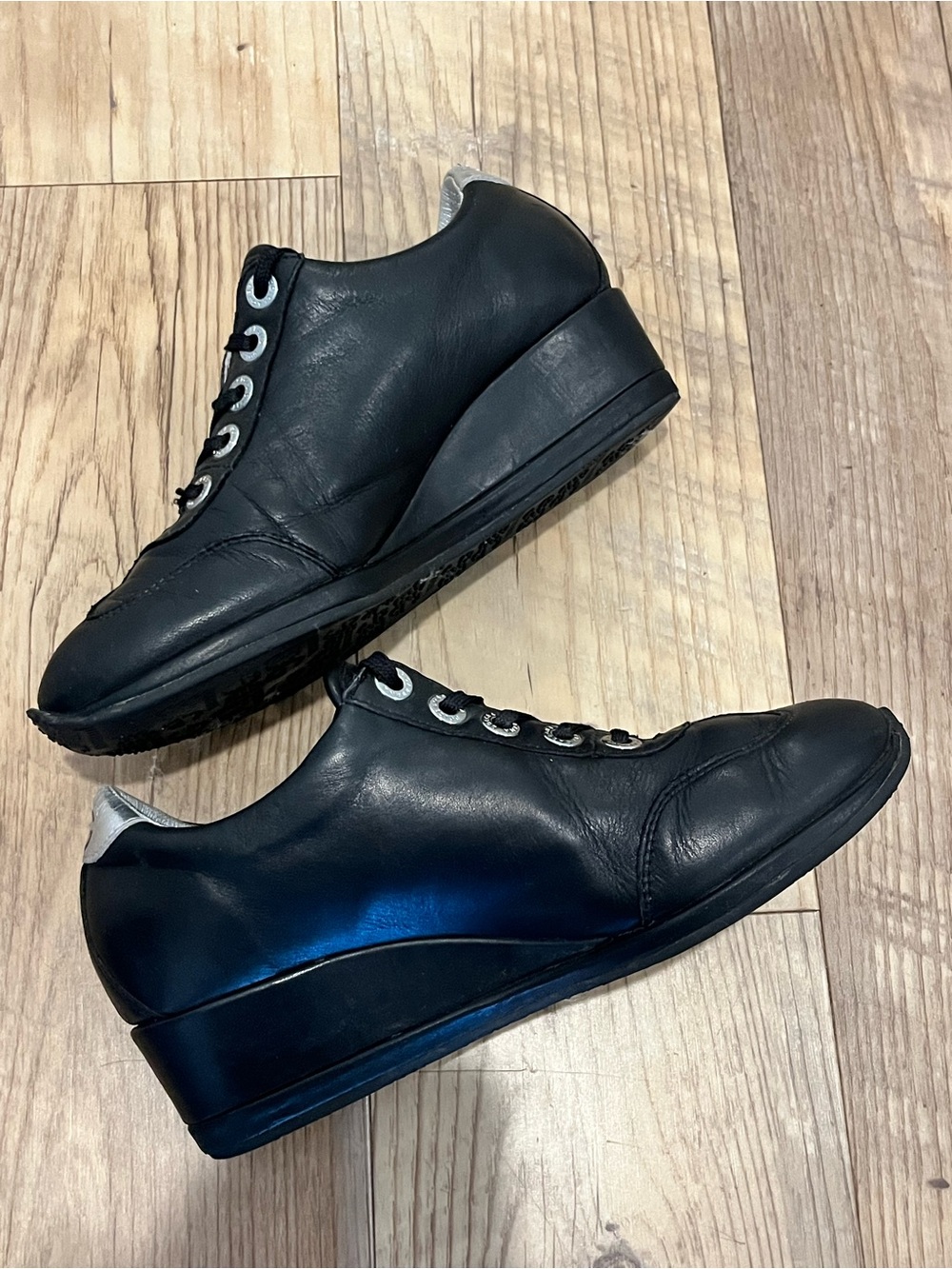 Dolce & Gabbana Black Leather Wedge Women’s Sneakers- size 36.5 - Picture 5 of 13